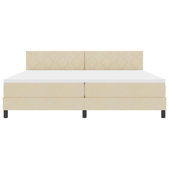Pat cu arcuri cu saltea cu headboard Crem 200 x 200 cm țesătură - WALTI WALTI