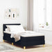 Pat cu arcuri cu saltea cu headboard Negru 90 x 200 cm țesătură - WALTI WALTI