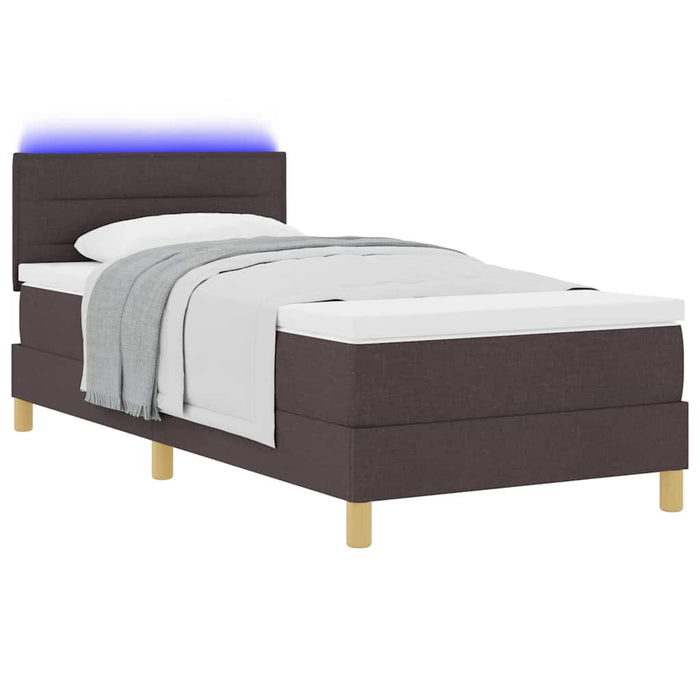 Pat cu arc LED cu saltea Maro închis 90 x 200 cm țesătură - WALTI WALTI