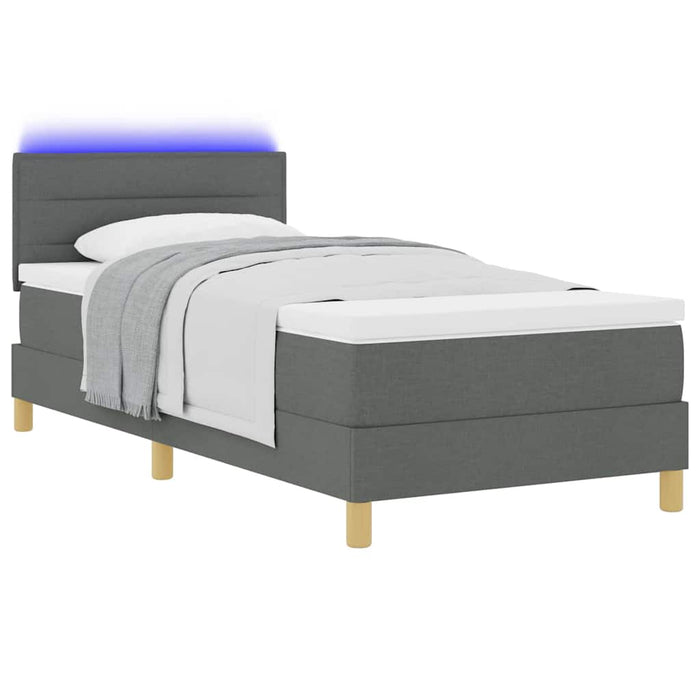 Pat cu arcuri cu saltea Gri închis 100 x 200 cm țesătură - WALTI WALTI