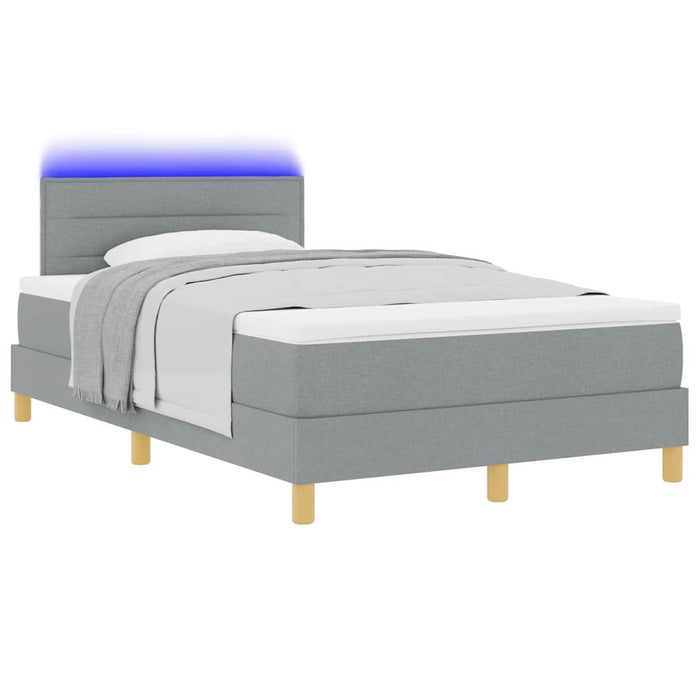 Pat cu arc LED cu benzi LED Gri deschis 120 x 190 cm țesătură - WALTI WALTI