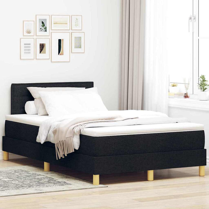 Pat cu arcuri cu saltea Negru 120 x 190 cm țesătură - WALTI WALTI