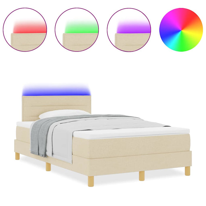 Pat cu arcuri cu saltea cu headboard Crem 120 x 190 cm țesătură - WALTI WALTI