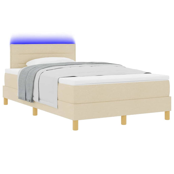 Pat cu arcuri cu saltea cu headboard Crem 120 x 200 cm țesătură - WALTI WALTI