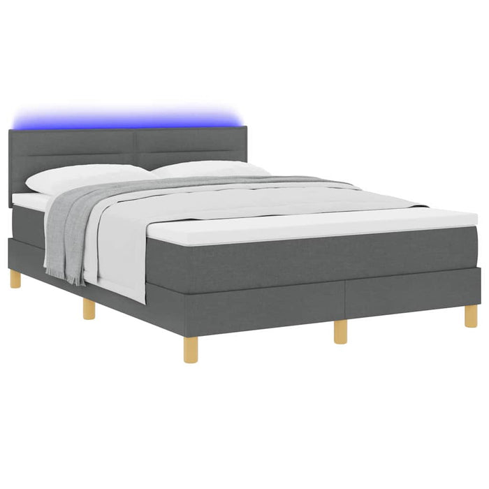 Pat cu arc LED cu saltea Gri închis 140 x 190 cm țesătură - WALTI WALTI