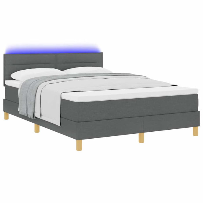 Pat cu arc LED cu saltea Gri închis 140 x 200 cm țesătură - WALTI WALTI