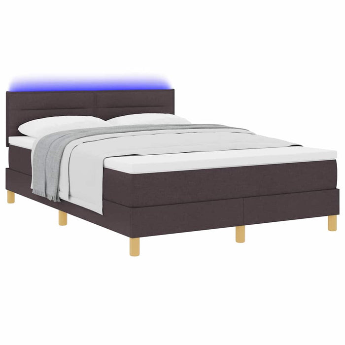 Pat cu arc LED cu benzi LED Maro închis 140 x 200 cm țesătură WALTI
