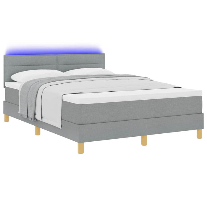Pat cu arc LED cu saltea Gri deschis 160 x 200 cm țesătură - WALTI WALTI