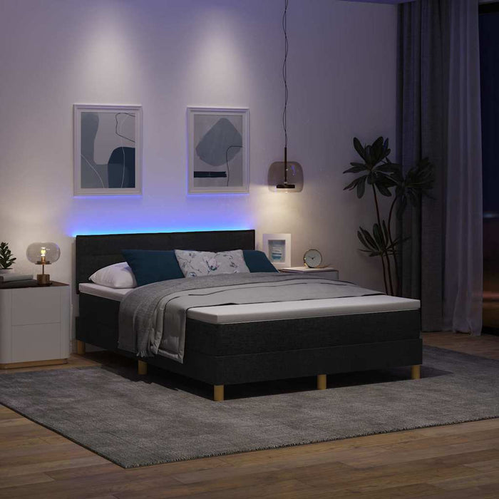 Pat cu arc LED cu saltea cu led Negru 160 x 200 cm țesătură - WALTI WALTI