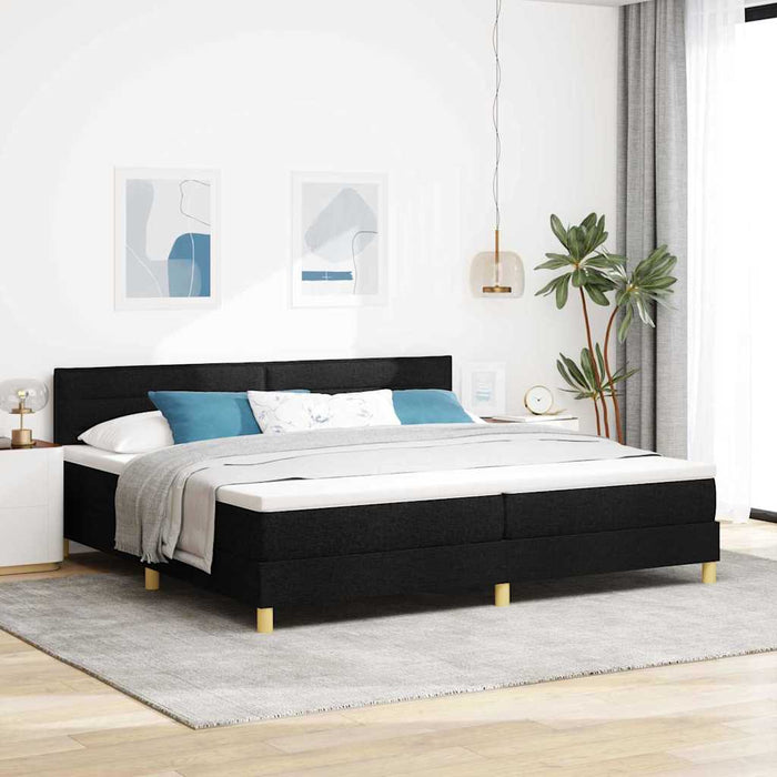 Pat cu arcuri cu saltea Negru 200 x 200 cm țesătură - WALTI WALTI