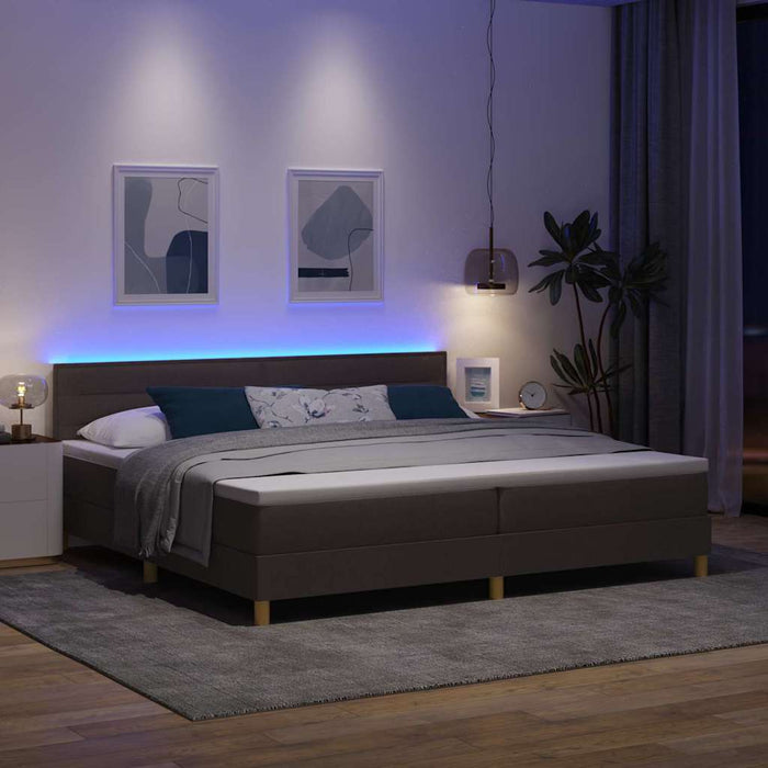 Pat cu arc LED cu saltea Maro închis 200 x 200 cm țesătură - WALTI WALTI