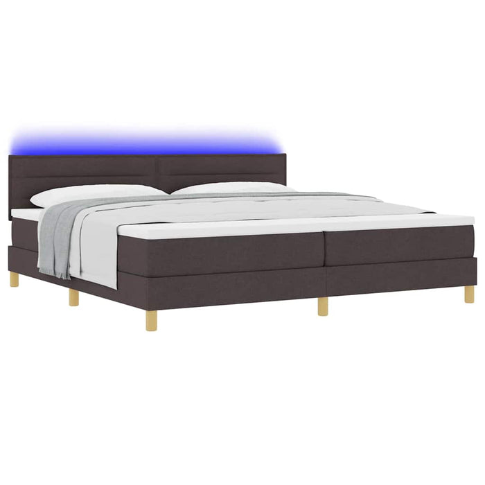 Pat cu arc LED cu saltea Maro închis 200 x 200 cm țesătură - WALTI WALTI