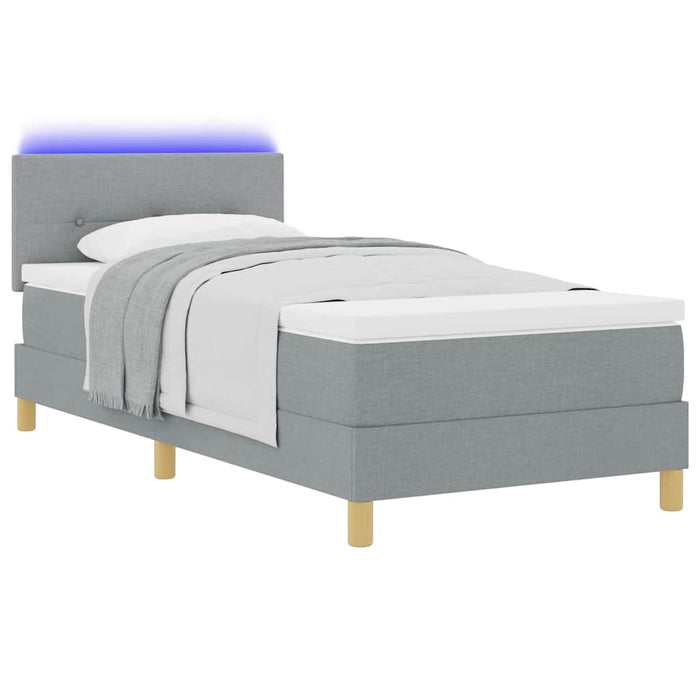 Pat cu arc LED cu benzi LED Gri deschis 80 x 200 cm țesătură - WALTI WALTI