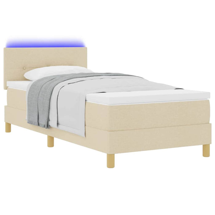 Pat cu arc LED cu benzi LED Crem 90 x 190 cm țesătură - WALTI WALTI