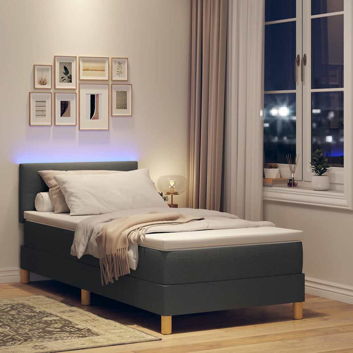 Pat cu arc LED cu pernă Gri închis 100 x 200 cm țesătură WALTI