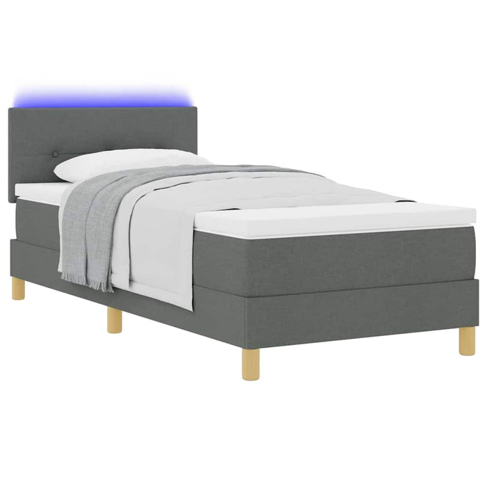 Pat cu arc LED cu pernă Gri închis 100 x 200 cm țesătură WALTI