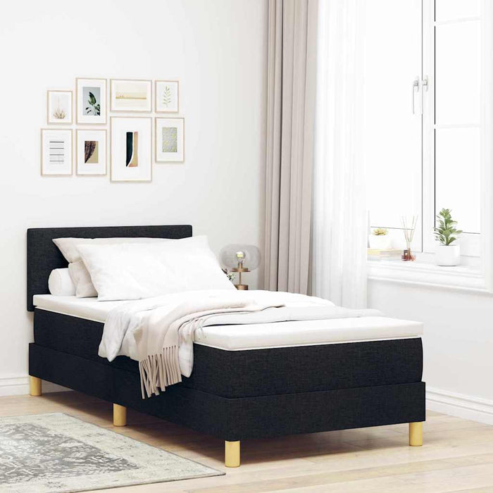 Pat cu arcuri cu saltea Negru 100 x 200 cm țesătură - WALTI WALTI