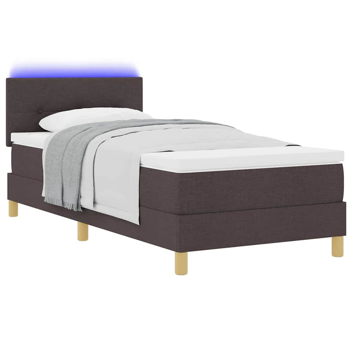 Pat cu arcuri cu saltea Maro închis 100 x 200 cm țesătură - WALTI WALTI