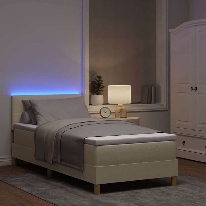 Pat cu arc LED cu benzi LED Crem 100 x 200 cm țesătură WALTI