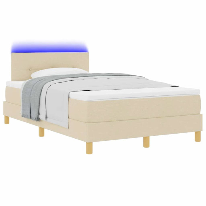 Pat cu arc LED cu benzi LED Crem 120 x 190 cm țesătură WALTI