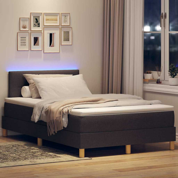 Pat cu arc LED cu benzi LED Maro închis 120 x 200 cm țesătură - WALTI WALTI