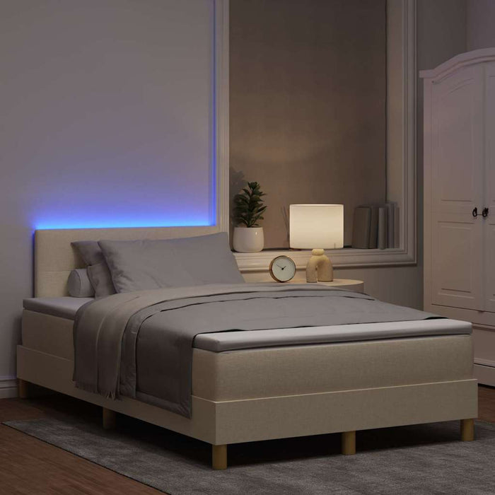 Pat cu arc LED cu benzi LED Crem 120 x 200 cm țesătură WALTI