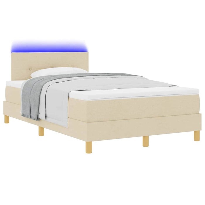 Pat cu arc LED cu benzi LED Crem 120 x 200 cm țesătură WALTI