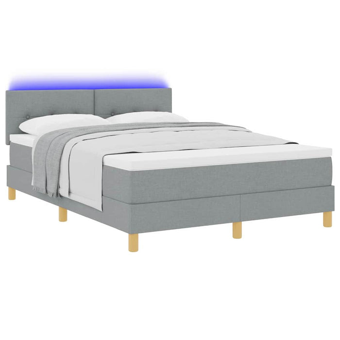 Pat cu arc LED cu saltea Gri deschis 140 x 190 cm țesătură - WALTI WALTI