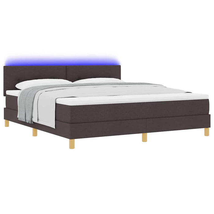 Pat cu arc LED cu saltea Maro închis 180 x 200 cm țesătură - WALTI WALTI