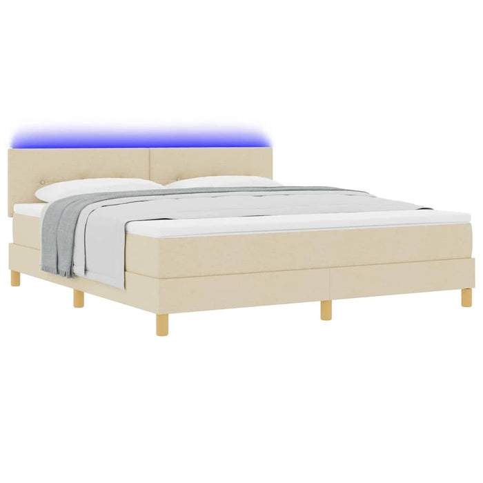 Pat cu arc LED cu saltea cu led Crem 180 x 200 cm țesătură - WALTI WALTI