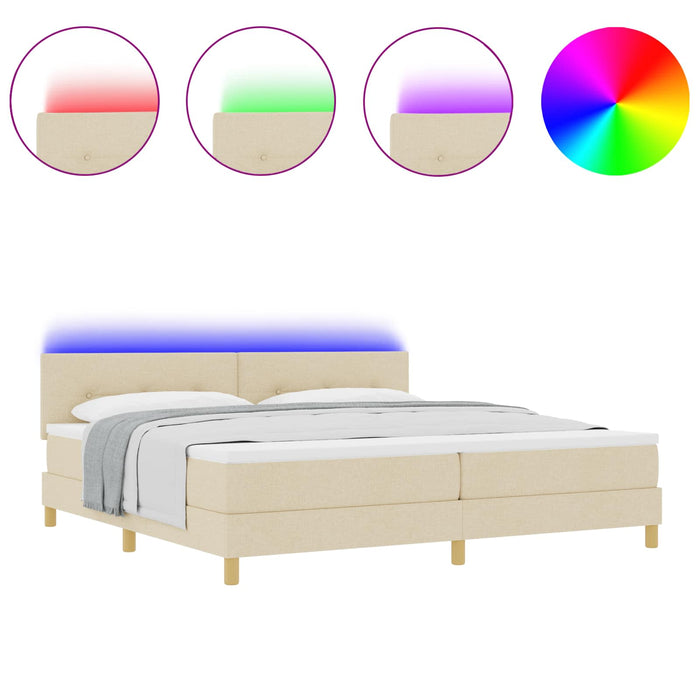 Pat cu arc LED cu saltea Crem 200 x 200 cm țesătură - WALTI WALTI