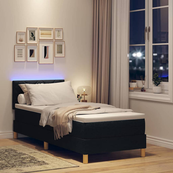 Pat cu arc LED cu saltea cu led Negru 80 x 200 cm țesătură - WALTI WALTI