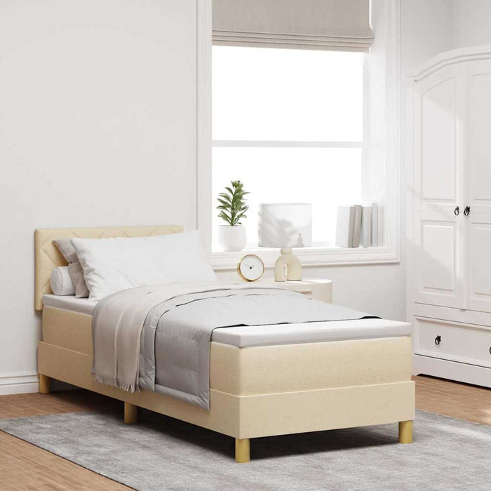 Pat cu arcuri cu saltea cu headboard Crem 80 x 200 cm țesătură - WALTI WALTI