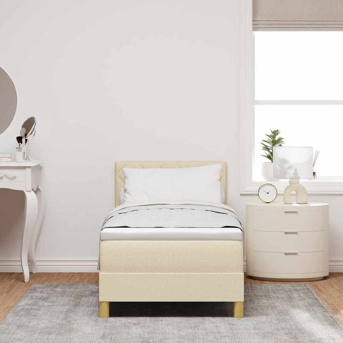 Pat cu arcuri cu saltea cu headboard Crem 80 x 200 cm țesătură - WALTI WALTI