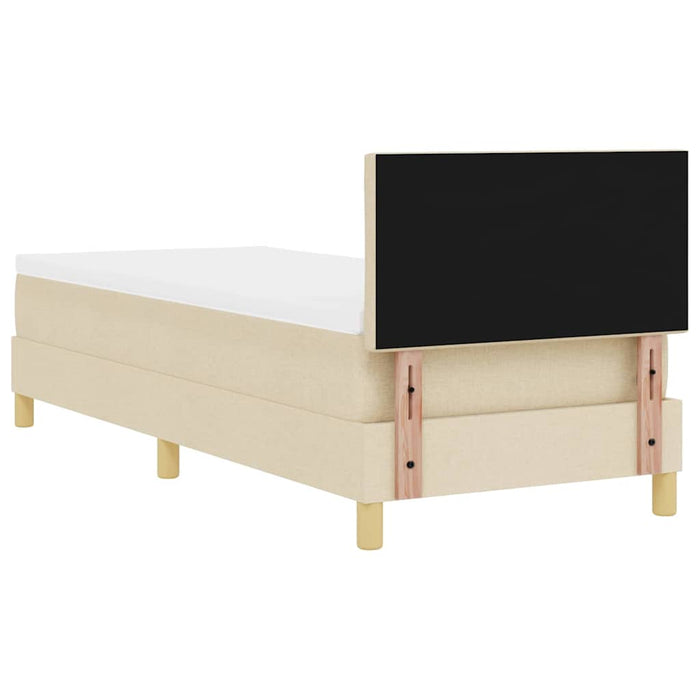 Pat cu arcuri cu saltea cu headboard Crem 80 x 200 cm țesătură - WALTI WALTI