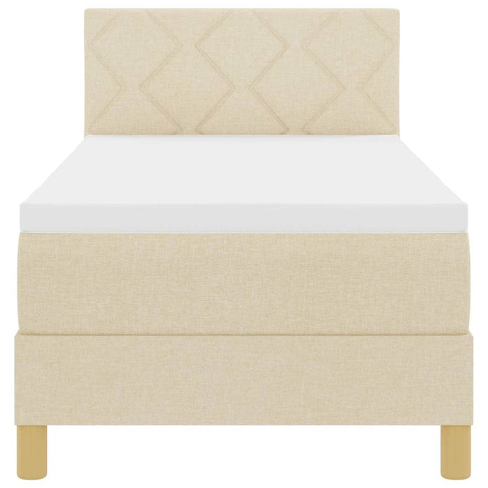 Pat cu arcuri cu saltea cu headboard Crem 80 x 200 cm țesătură - WALTI WALTI