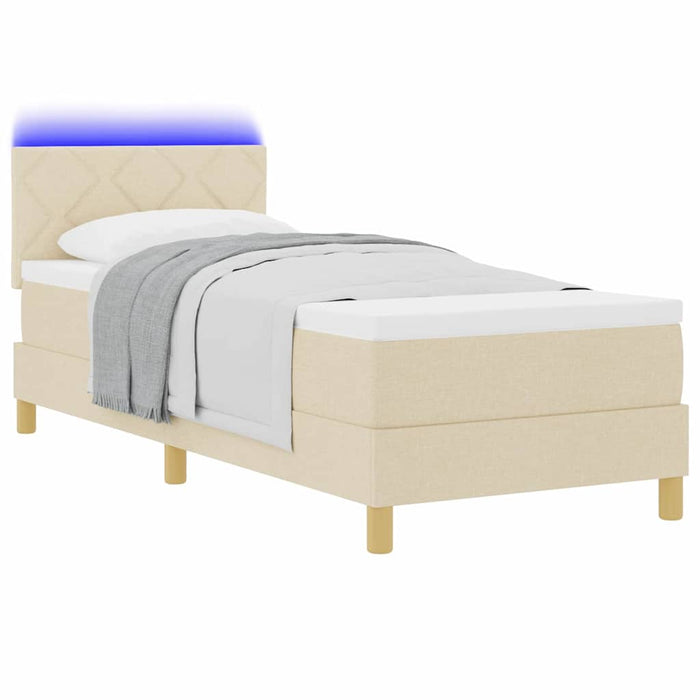 Pat cu arcuri cu saltea cu headboard Crem 80 x 200 cm țesătură - WALTI WALTI