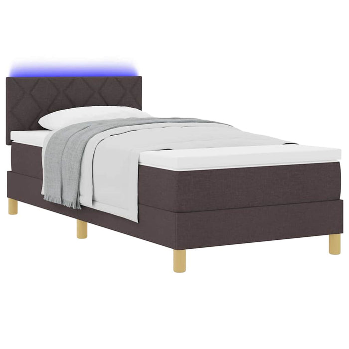 Pat cu arc LED cu saltea Maro închis 90 x 190 cm țesătură - WALTI WALTI