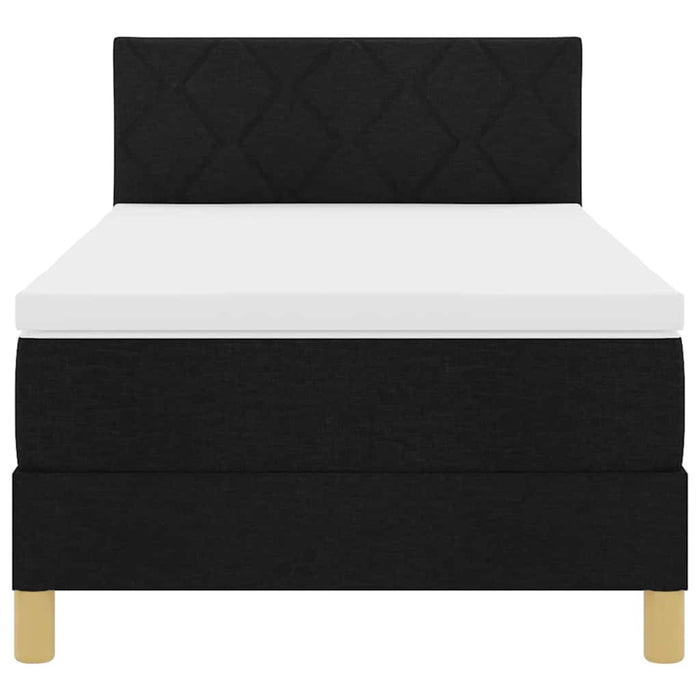 Pat cu arcuri cu saltea cu headboard Negru 90 x 200 cm țesătură - WALTI WALTI