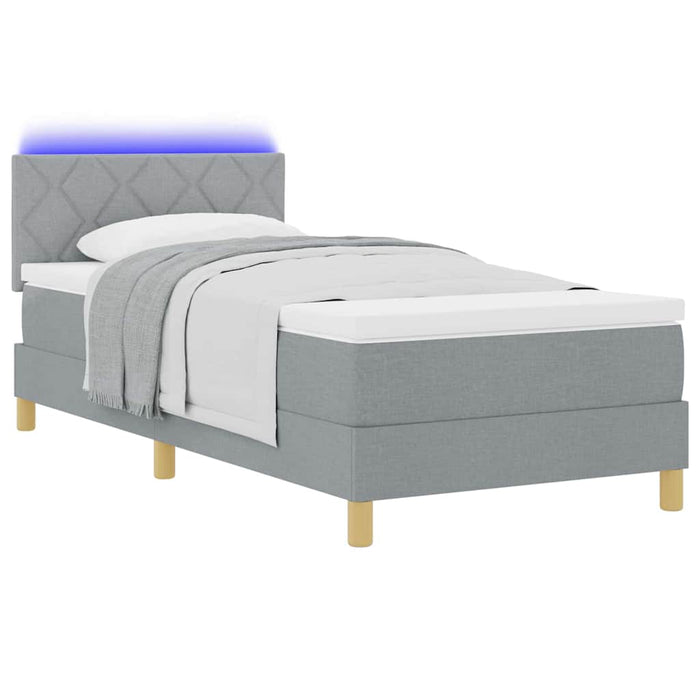 Pat cu arc LED cu benzi LED Gri deschis 100 x 200 cm țesătură WALTI