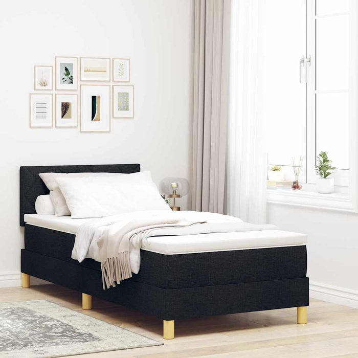 Pat cu arcuri cu saltea Negru 100 x 200 cm țesătură - WALTI WALTI