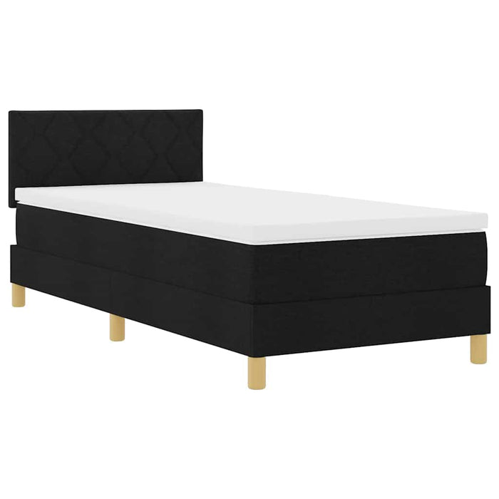 Pat cu arcuri cu saltea Negru 100 x 200 cm țesătură - WALTI WALTI