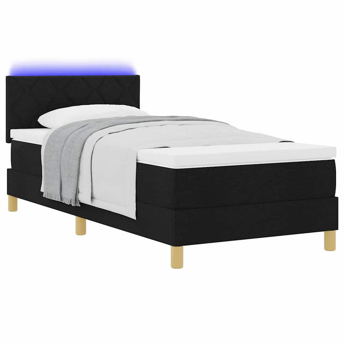 Pat cu arcuri cu saltea Negru 100 x 200 cm țesătură - WALTI WALTI