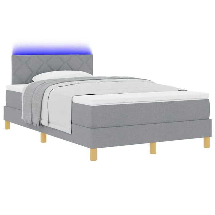 Pat cu arc LED cu benzi LED Gri deschis 120 x 190 cm țesătură WALTI