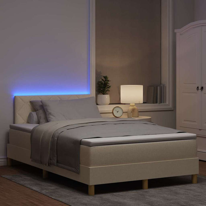 Pat cu arc LED cu pernă cu benzi LED Crem 120 x 190 cm țesătură - WALTI WALTI
