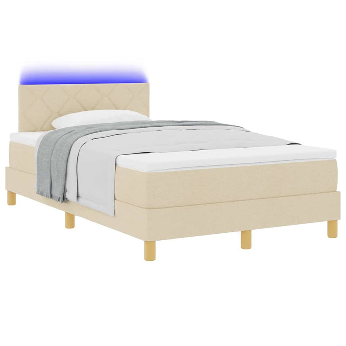Pat cu arc LED cu pernă cu benzi LED Crem 120 x 190 cm țesătură - WALTI WALTI