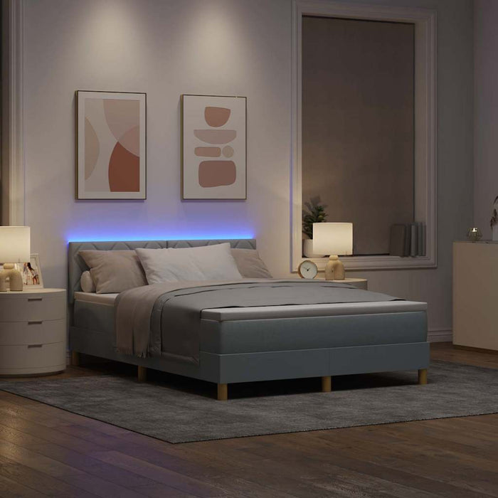Pat cu arc LED cu benzi LED Gri deschis 140 x 190 cm țesătură WALTI