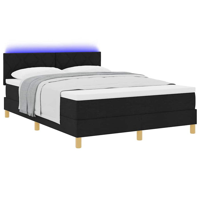 Pat cu arc LED cu benzi LED Negru 140 x 190 cm țesătură WALTI