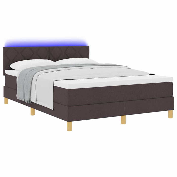 Pat cu arc LED cu benzi LED Maro închis 140 x 200 cm țesătură WALTI