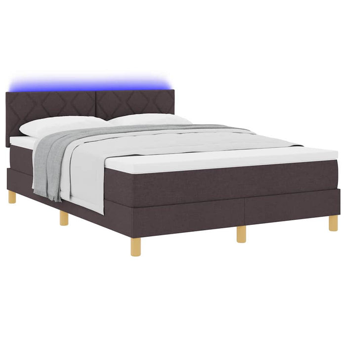 Pat cu arc LED cu benzi LED Maro închis 160 x 200 cm țesătură WALTI